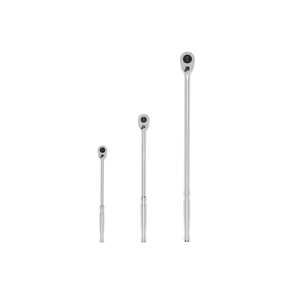 1/4, 3/8, 1/2 Inch Drive Quick-Release Long Ratchet Set, 3-Piece (9, 12, 18 in.)